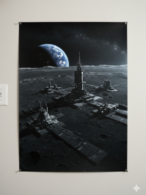 Plakat science fiction „Baza na Księżycu” B2 – nr 26 – plakat science fiction