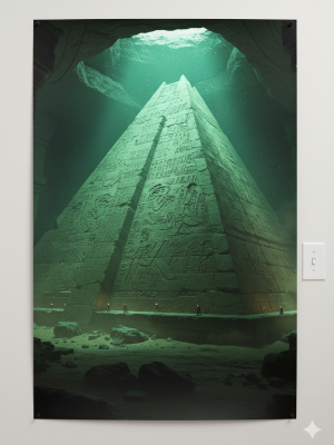 Plakat fantasy „Zielona Podwodna Piramida” B2 – nr 23 – plakat science fiction