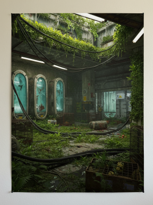 Plakat fantasy „Zarośnięty Korytarz Ruin” B2 – nr 17 – plakat science fiction