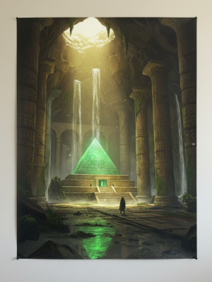 Plakat fantasy „Leśna Świątynia z Kryształem” B2 – nr 18 – plakat science fiction