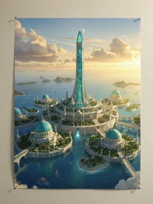 Plakat science fiction „Futurystyczne Miasto” B2 – nr 22 – plakat science fiction