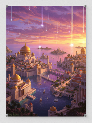 Plakat fantasy „Miasto Przyszłości o Zachodzie” B2 – nr 5 – plakat science fiction