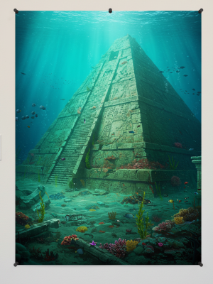 Plakat fantasy „Podwodne Ruiny Piramidy” B2 – nr 24 – plakat science fiction
