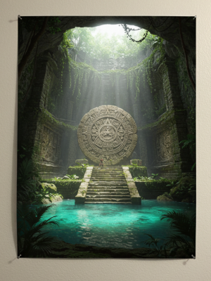Plakat fantasy „Kamienny Portal w Świątyni” B2 – nr 11 – plakat science fiction