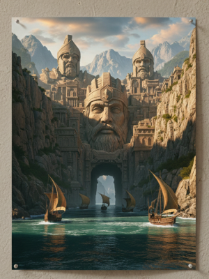 Plakat fantasy „Miasto Bogów nad Wodą” B2 – nr 32 – plakat science fiction